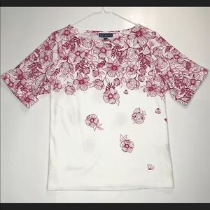 Karen Scott White Pink Floral Womens Shirt Size 1X